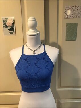aerie Royal Blue Textured Knit Cropped Tank